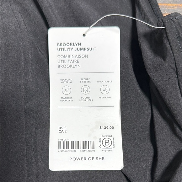 ATHLETA BROOKLYN UTILITY JUMPSUIT BLACK - 2 - Picture 4 of 5